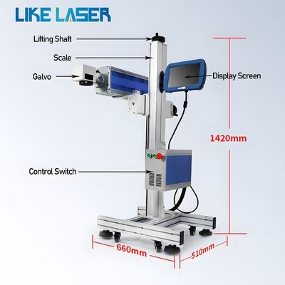 Máquina de impressão de logotipo de laser de fibra voadora de transporte personalizado de 50W